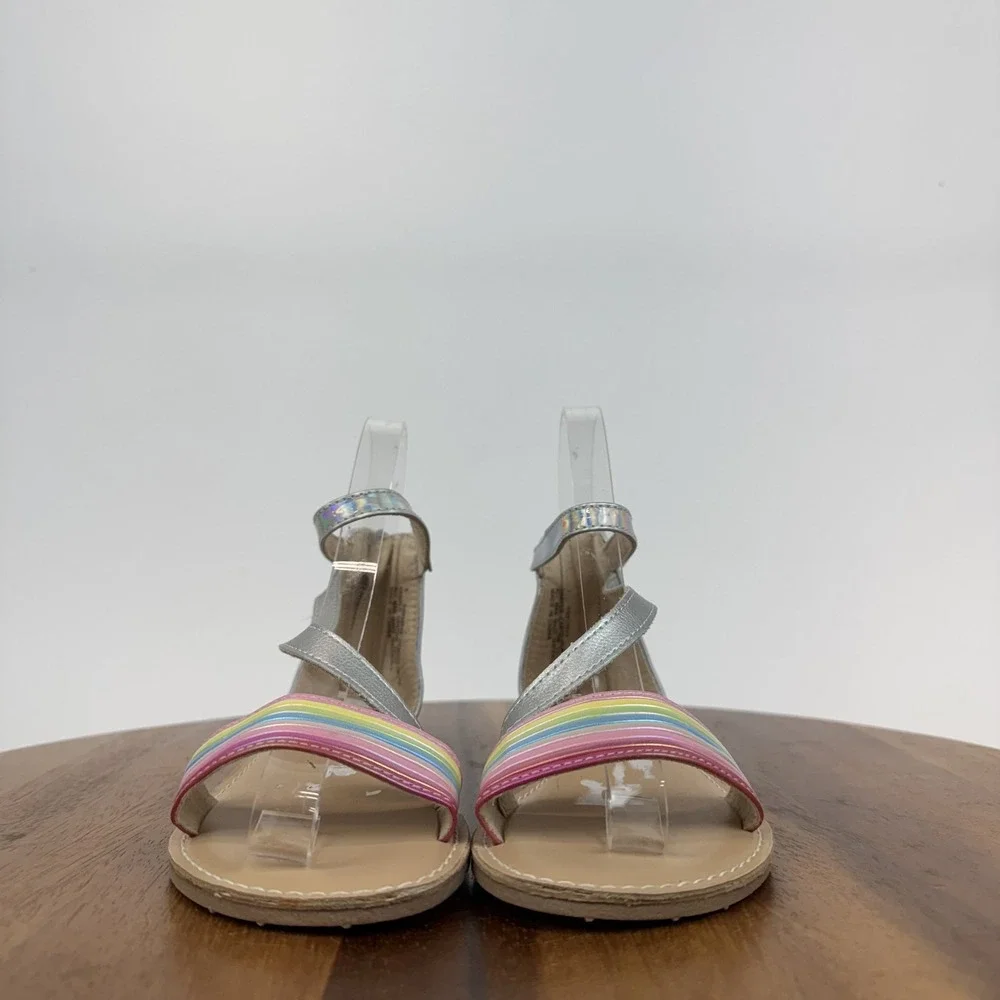 New‎ Big Kids Girls Harper Canyon Matilda Stappy Rainbow Silver Sandals Size 1 Y